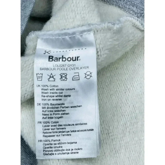 Barbour Poole Overlayer crewneck sweatshirt light gray size 10 NWT - Picture 7 of 9